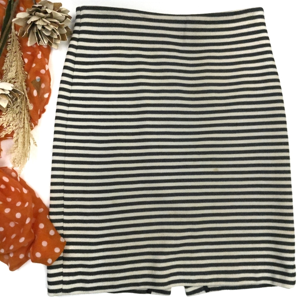 Talbots Cream Black Striped Skirt Sz 4